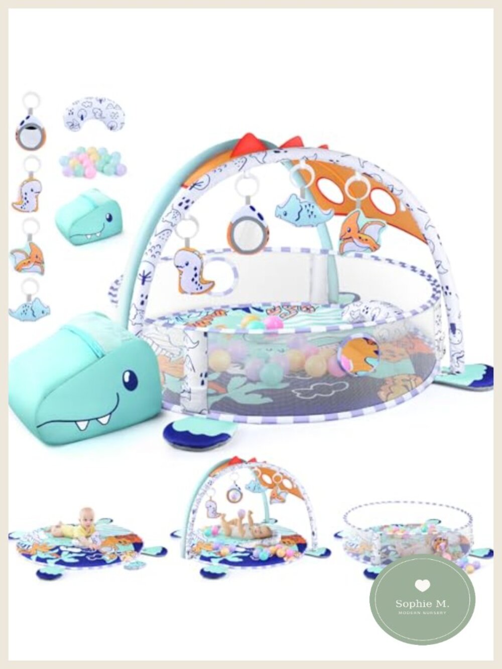 Dinosaur Baby Play Mat Activity Gym Ball Pit Sensory Toys Tummy Time